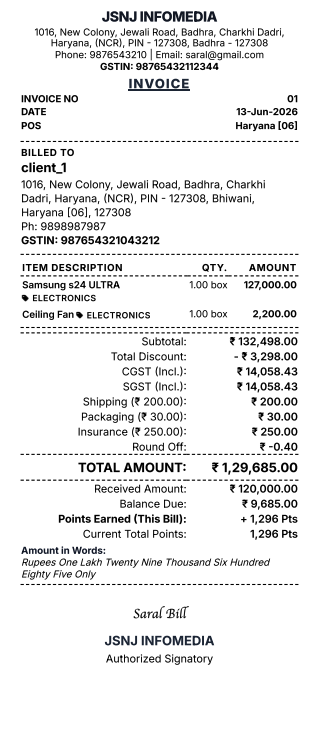 Thermal Invoice Layout Preview